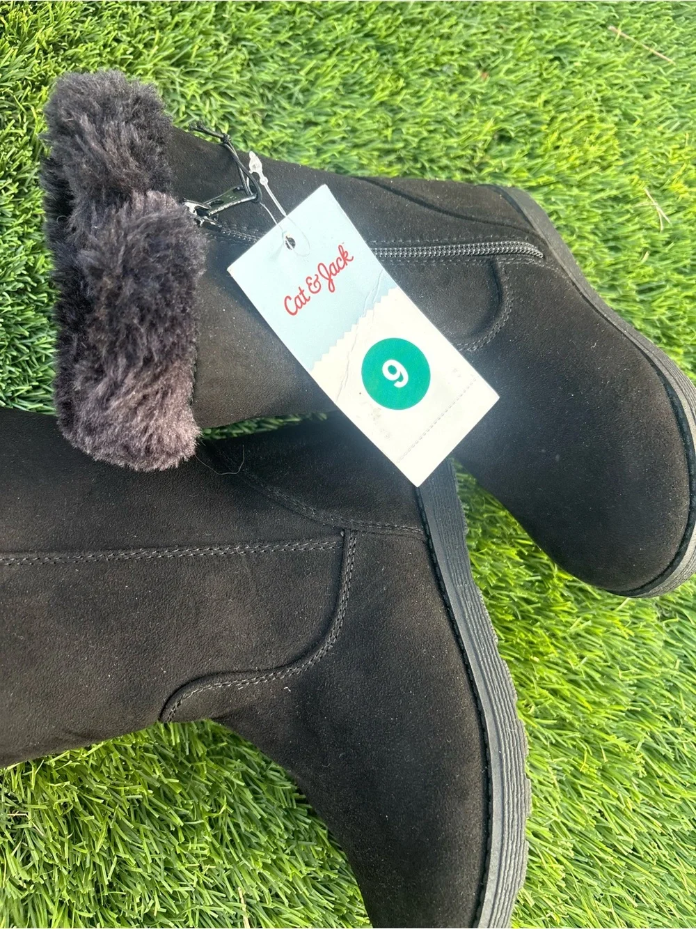 Cat & Jack Black Faux-Fur Kids Boots